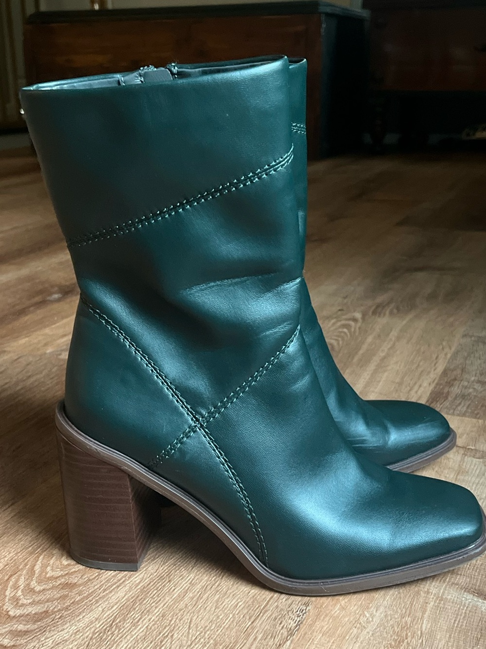 Franco Sarto Dark Green Knee High Boots | Y2K Fall Boots